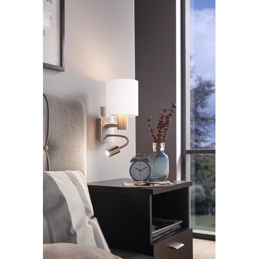 Eglo 96484 - LED-seinävalaisin PASTERI 1xE27/40W+LED/3,8W valkoinen