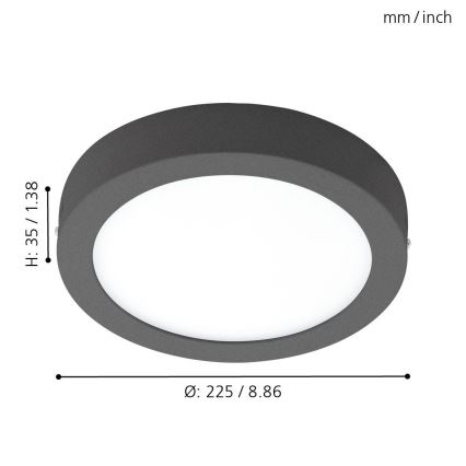 Eglo 96492 - LED-ulkokattovalaisin ARGOLIS LED/16,5W/230V IP44