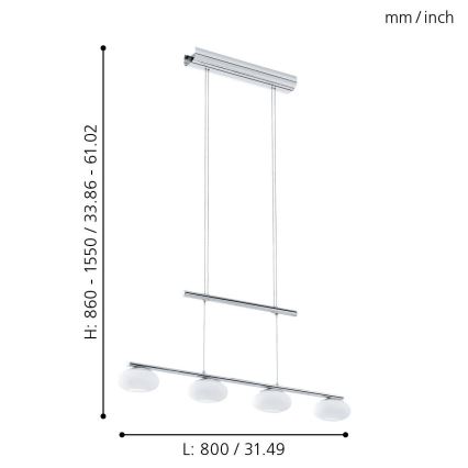Eglo - Himmennettävä LED-kattokruunu johdossa 4xLED/4,5W/230V