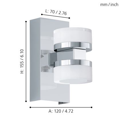Eglo - LED Himmennettävä kylpyhuoneen seinävalaisin 2xLED/7,2W/ IP44