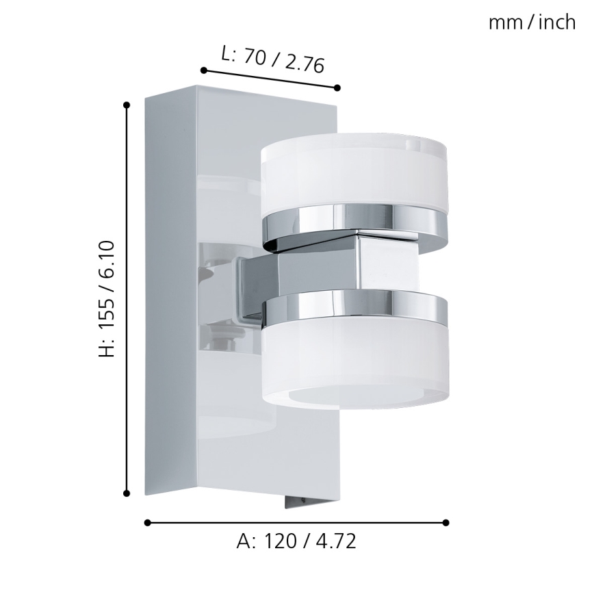 Eglo - LED Himmennettävä kylpyhuoneen seinävalaisin 2xLED/7,2W/ IP44