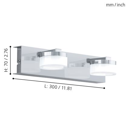 Eglo - LED Himmennettävä kylpyhuoneen seinävalaisin 2xLED/7,2W/ IP44