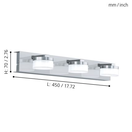 Eglo - LED Himmennettävä kylpyhuoneen seinävalaisin 3xLED/7,2W/ IP44
