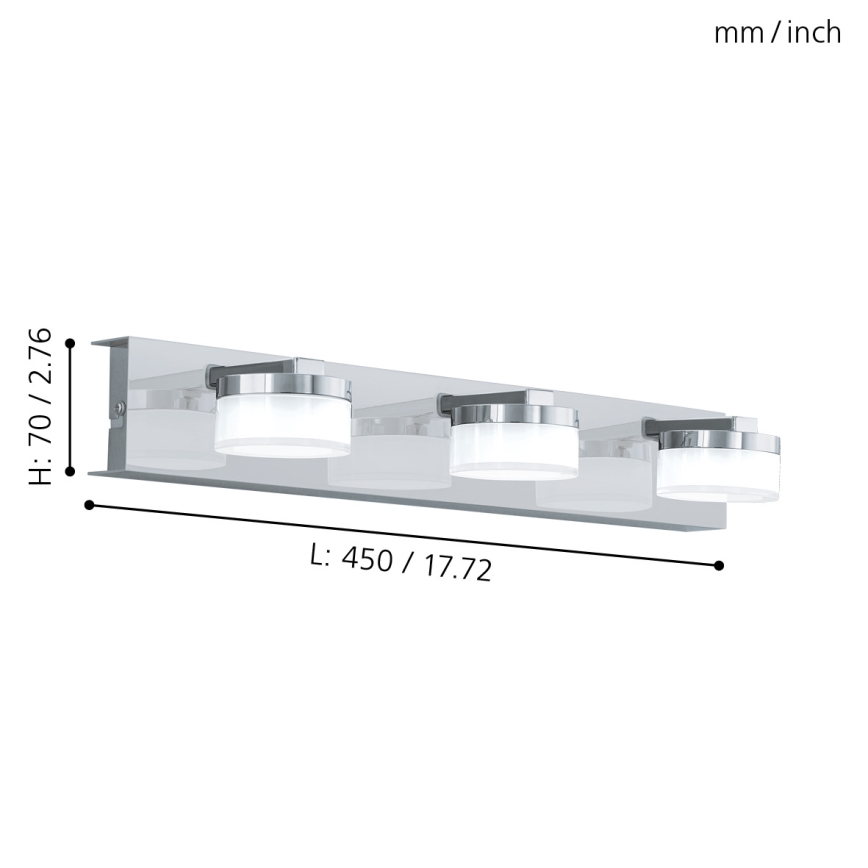 Eglo - LED Himmennettävä kylpyhuoneen seinävalaisin 3xLED/7,2W/ IP44