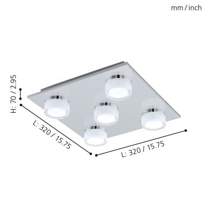 Eglo - Himmennettävä kylpyhuoneen LED-kattovalaisin 5xLED/7,2W/ IP44