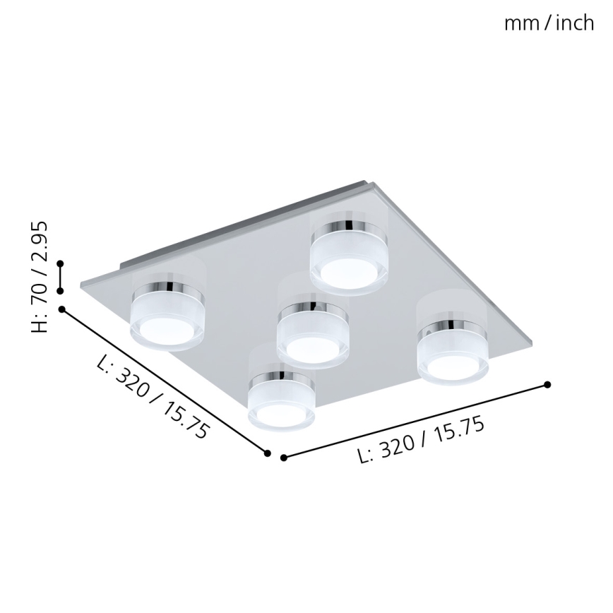Eglo - Himmennettävä kylpyhuoneen LED-kattovalaisin 5xLED/7,2W/ IP44