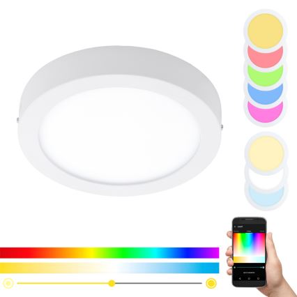 Eglo - Himmennettävä LED-RGB-kattovalaisin FUEVA-C LED/15,6W/230V