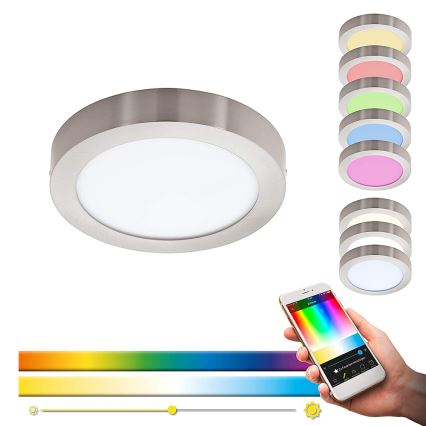 Eglo - Himmennettävä LED-RGBW-kattovalaisin FUEVA-C LED/15,6W/230V Bluetooth
