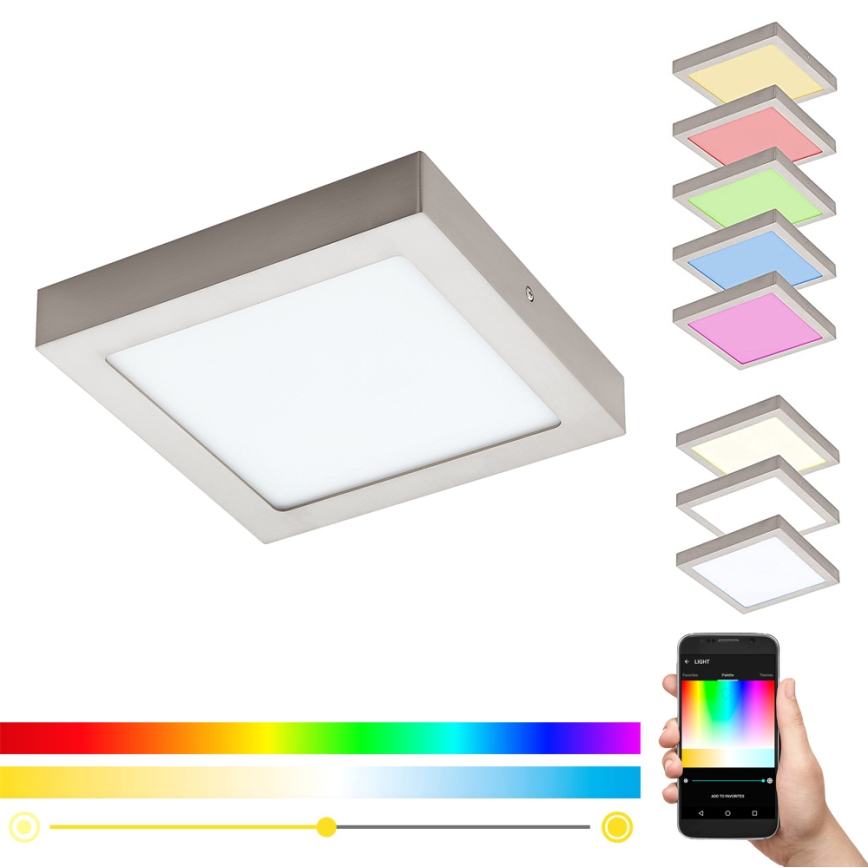 Eglo - Himmennettävä LED-RGB-kattovalaisin FUEVA-C LED/15,6W/230V