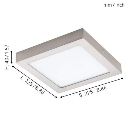 Eglo - LED RGBW himmennettävä kattovalaisin FUEVA-C LED/15,6W/230V Bluetooth 22,5x22,5 cm