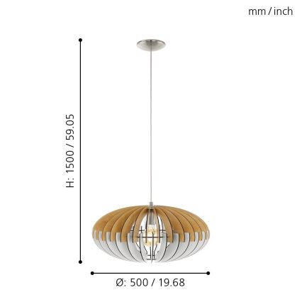 Eglo 96963 - Riippuvalaisin SOTOS 1xE27/60W/230V 500mm