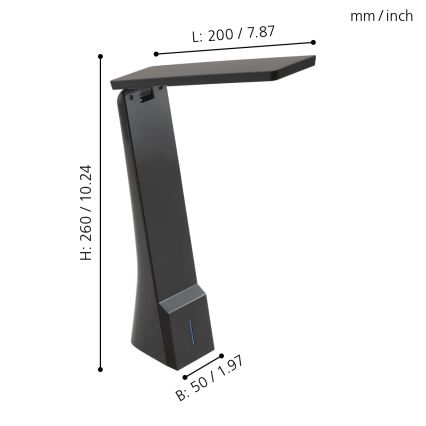Eglo 97045 - Himmennettävä LED-pöytävalaisin LA SECA 1xLED/1,8W/230V musta