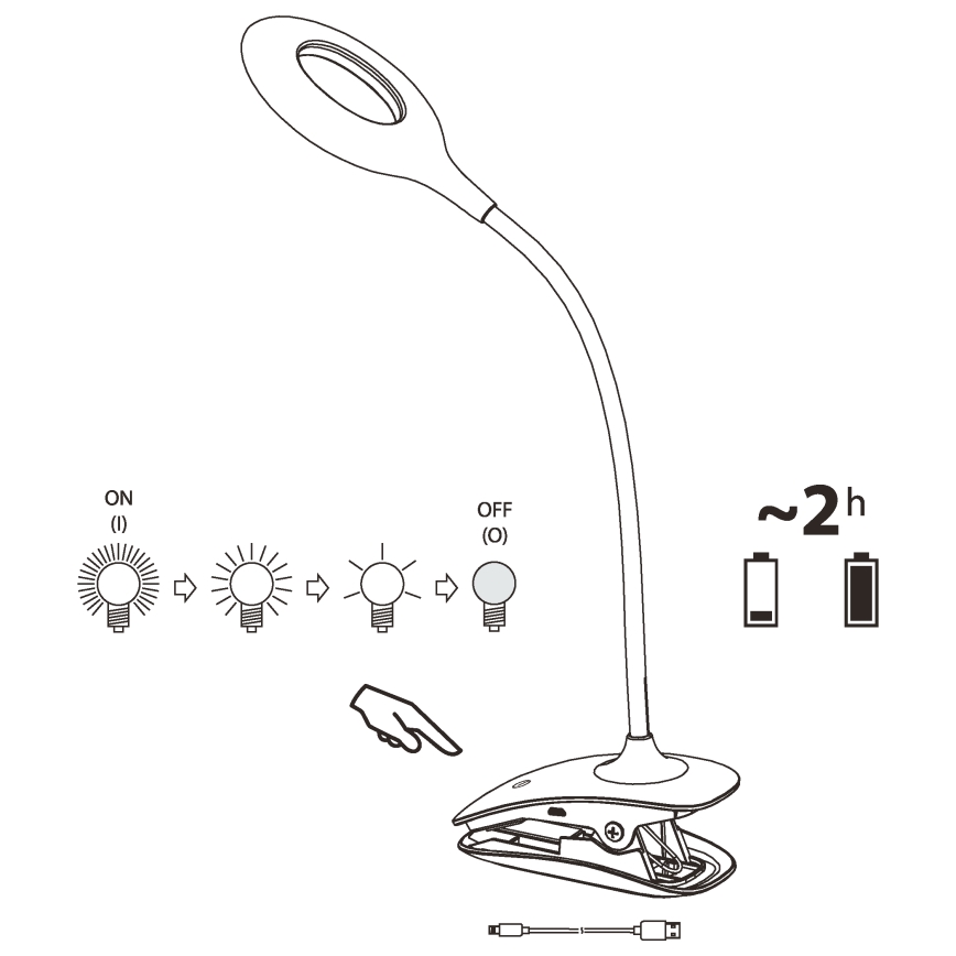 Eglo - LED-himmennyslamppu pidikkeellä 1xLED/3W/230V 500 mAh valkoinen