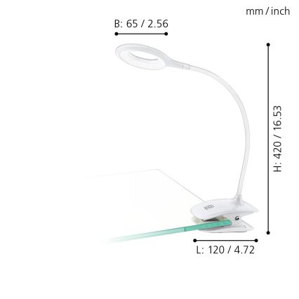 Eglo - LED-himmennyslamppu pidikkeellä 1xLED/3W/230V 500 mAh valkoinen