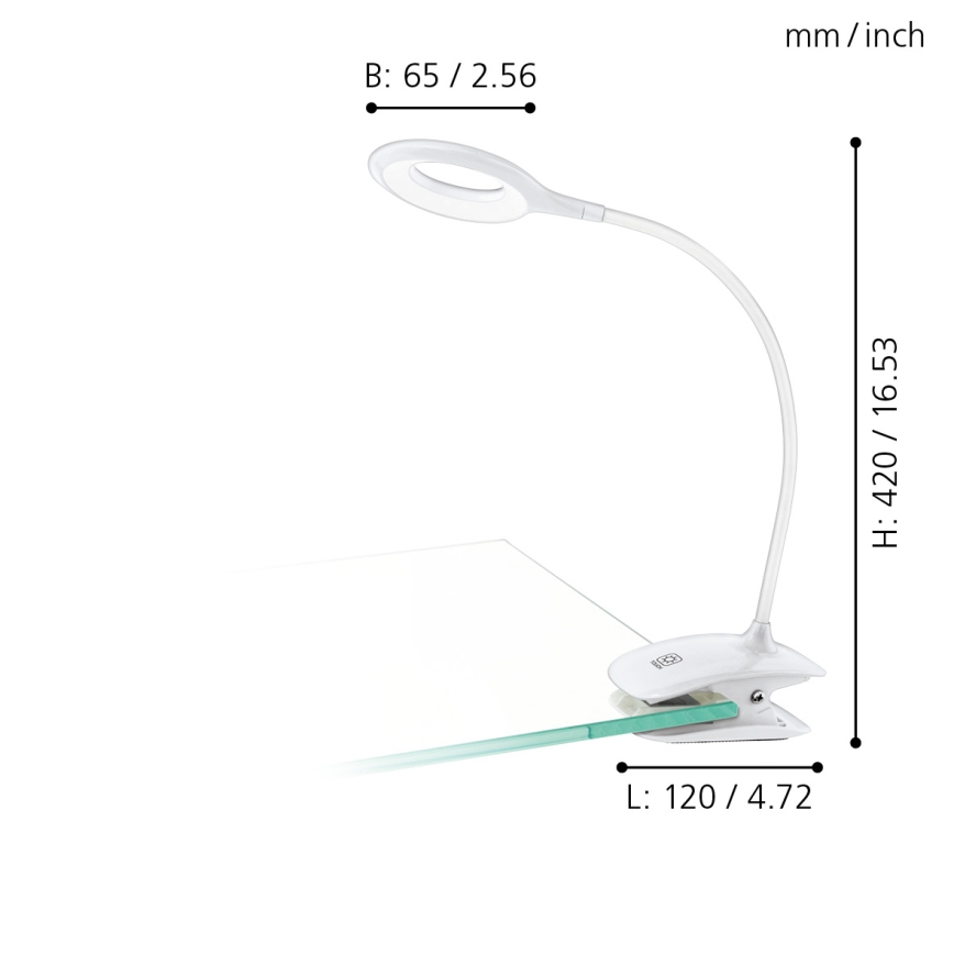Eglo - LED-himmennyslamppu pidikkeellä 1xLED/3W/230V 500 mAh valkoinen