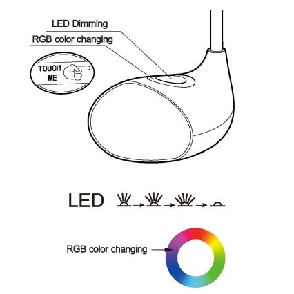 Eglo 97078 - Himmennettävä LED-pöytävalaisin CABADO 1 1xLED/2,2W+0,3W/230V RGB