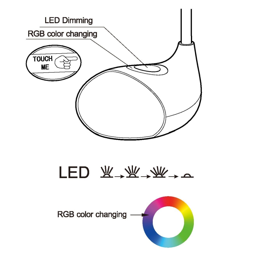 Eglo 97078 - Himmennettävä LED-pöytävalaisin CABADO 1 1xLED/2,2W+0,3W/230V RGB