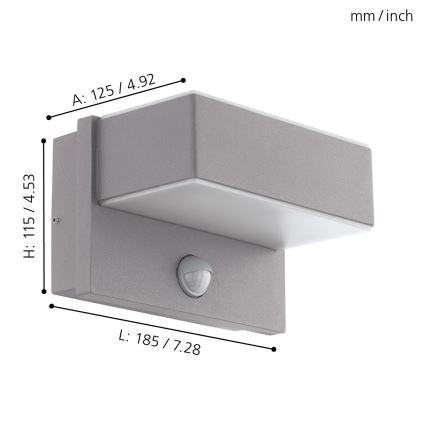 Eglo 97159 - LED-ulkoseinävalaisin anturilla AZZINANO 2xLED/5,6W/230V IP44
