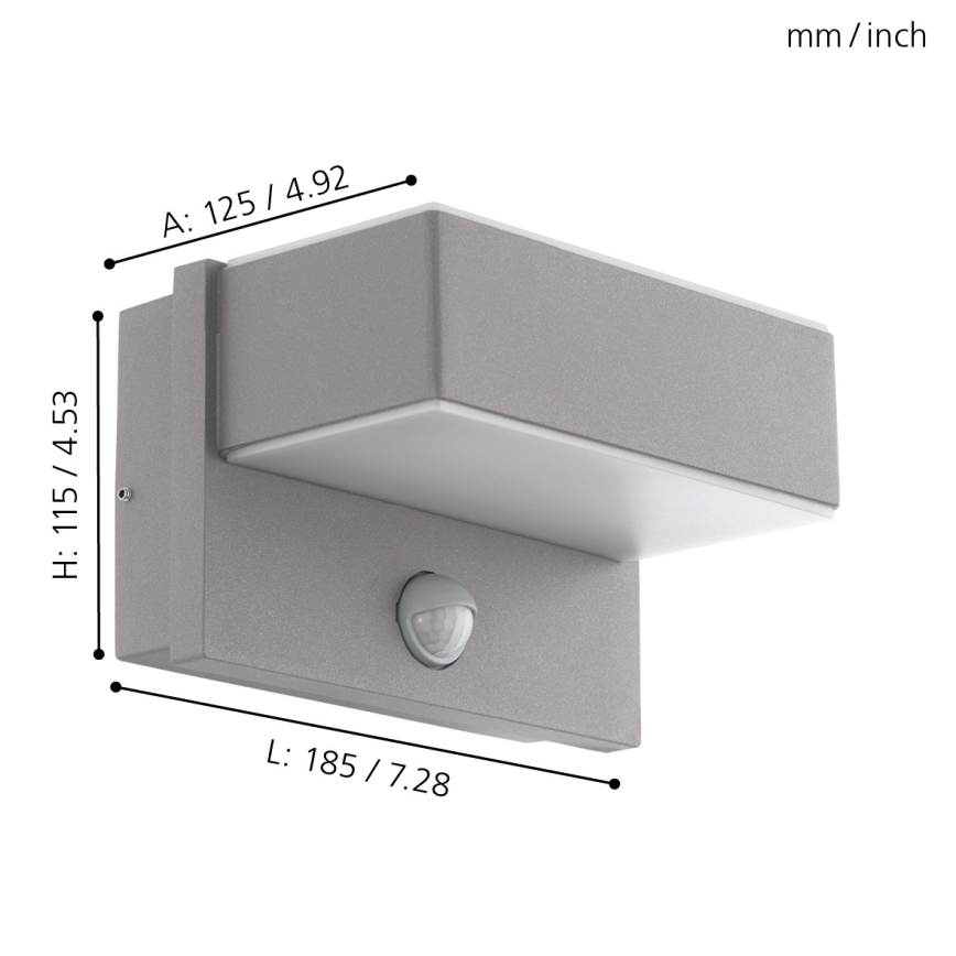 Eglo 97159 - LED-ulkoseinävalaisin anturilla AZZINANO 2xLED/5,6W/230V IP44