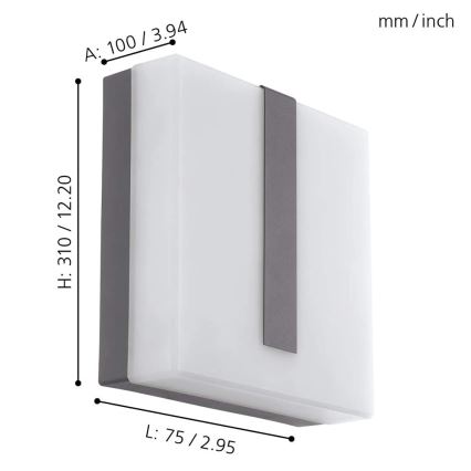 Eglo - LED Himmennettävä ulkoseinävalaisin TORAZZA-C LED/14W/230V IP44