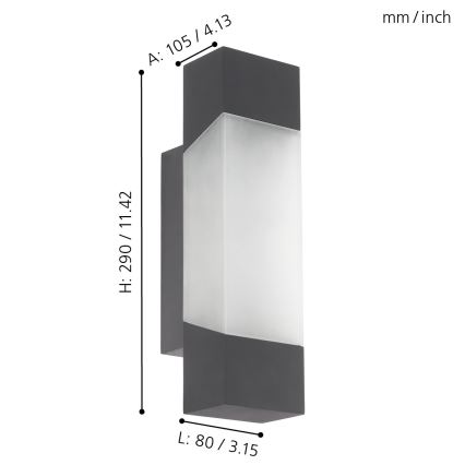 Eglo 97222 - LED-ulkoseinävalaisin GORZANO LED/4,8W/230V IP44