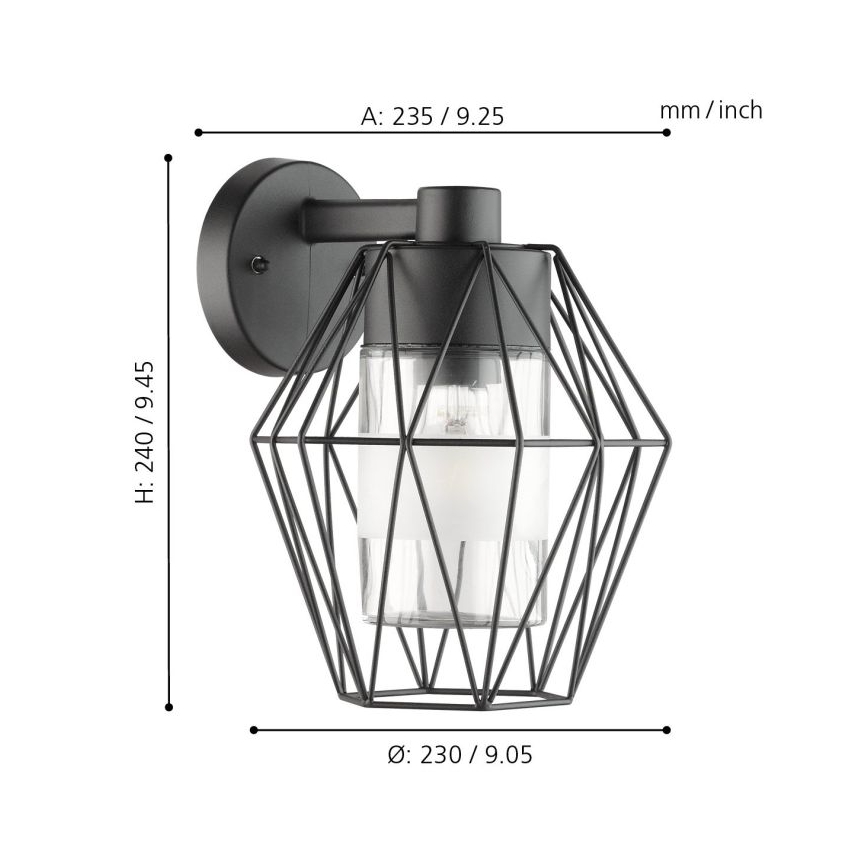 Eglo 97226 - Ulkoseinävalaisin CANOVE 1xE27/60W/230V IP44