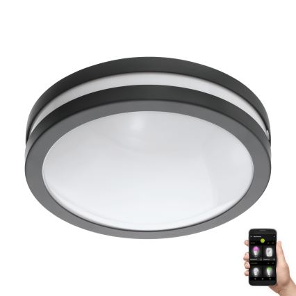 Eglo - Himmennettävä kylpyhuoneen LED-kattovalaisin LOCANA-C LED/14W/230V Bluetooth IP44 antrasiitti