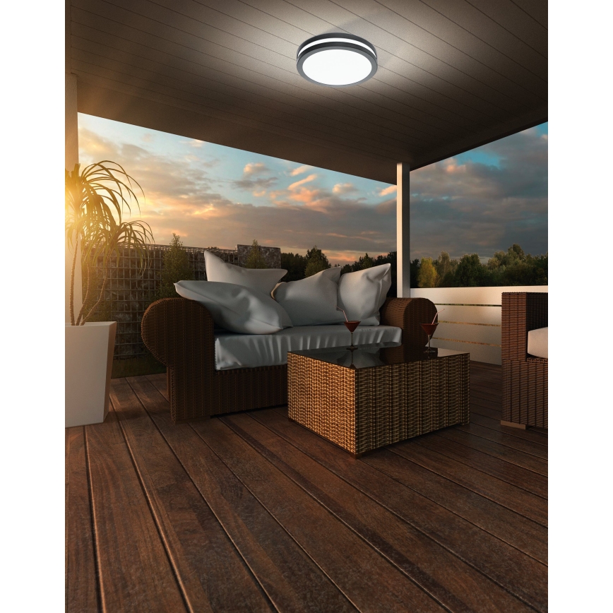 Eglo - Himmennettävä kylpyhuoneen LED-kattovalaisin LOCANA-C LED/14W/230V Bluetooth IP44 antrasiitti