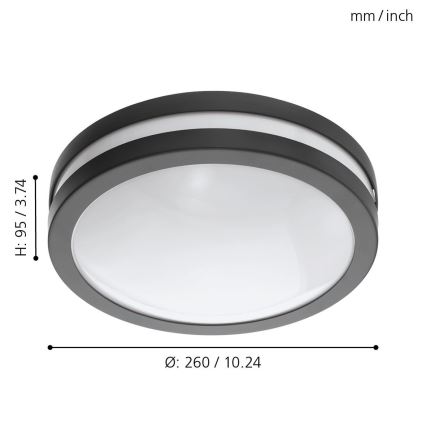 Eglo - Himmennettävä kylpyhuoneen LED-kattovalaisin LOCANA-C LED/14W/230V Bluetooth IP44 antrasiitti