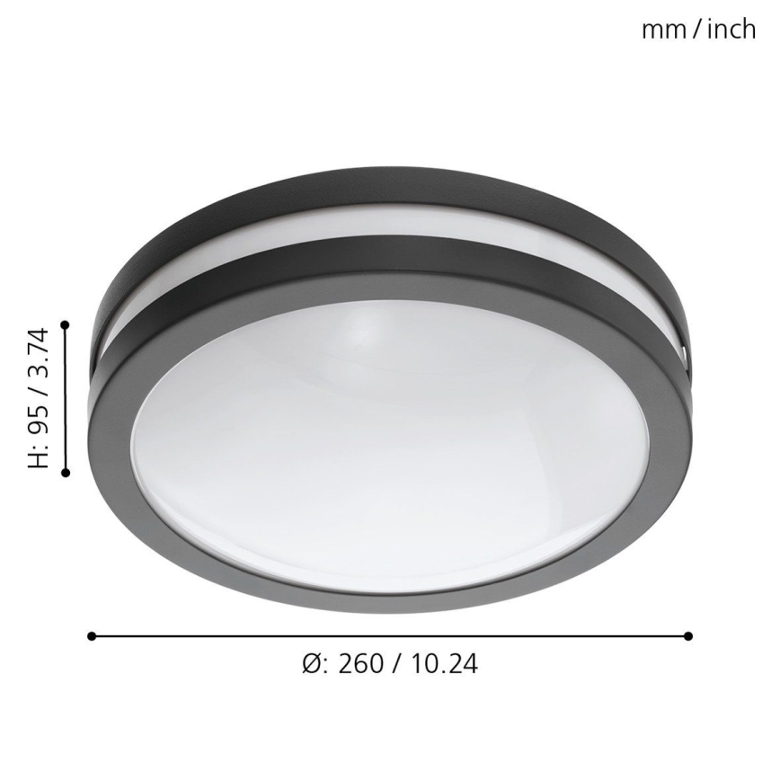 Eglo - Himmennettävä kylpyhuoneen LED-kattovalaisin LOCANA-C LED/14W/230V Bluetooth IP44 antrasiitti