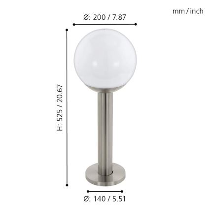 Eglo - Himmennettävä LED-ulkolamppu NISIA-C 1xE27/9W/230V 525 mm IP44