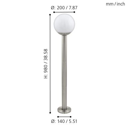 Eglo - Himmennettävä LED-ulkolamppu NISIA-C 1xE27/9W/230V 980 mm IP44