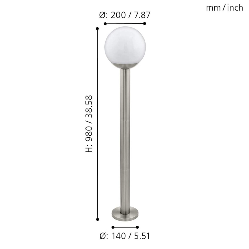 Eglo - Himmennettävä LED-ulkolamppu NISIA-C 1xE27/9W/230V 980 mm IP44