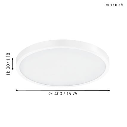 Eglo 97262 - LED-kattovalaisin FUEVA 1 1xLED/25W/230V valkoinen pyöreä 2500 lm