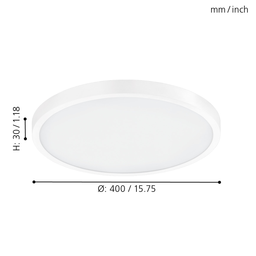 Eglo 97262 - LED-kattovalaisin FUEVA 1 1xLED/25W/230V valkoinen pyöreä 2500 lm