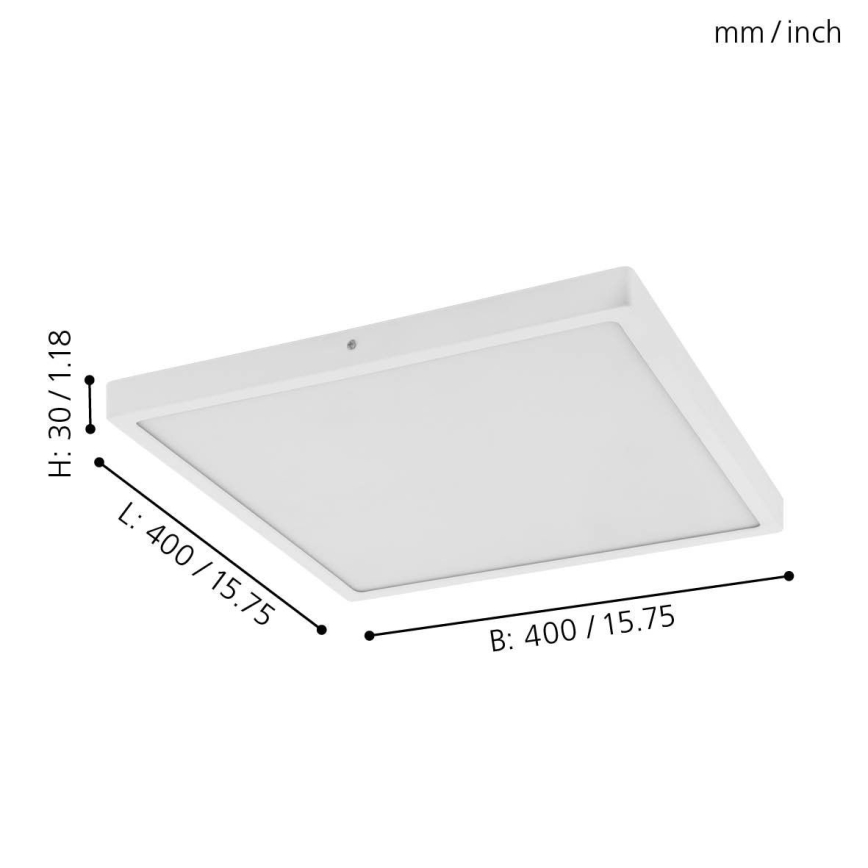Eglo 97264 - LED-kattovalaisin FUEVA 1 1xLED/25W/230V valkoinen kulmikas 2500 lm