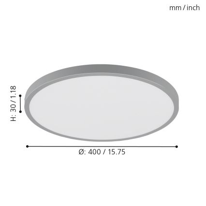 Eglo 97267 - LED-kattovalaisin FUEVA 1 1xLED/25W/230V hopea pyöreä 4000K