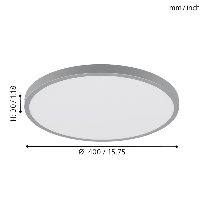 Eglo 97267 - LED-kattovalaisin FUEVA 1 1xLED/25W/230V hopea pyöreä 4000K