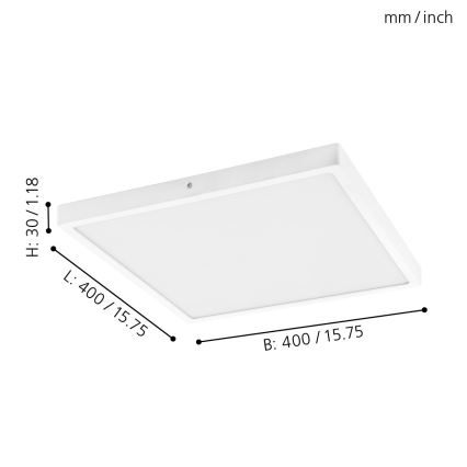 Eglo 97268 - LED-kattovalaisin FUEVA 1 1xLED/25W/230V valkoinen kulmikas 4000K