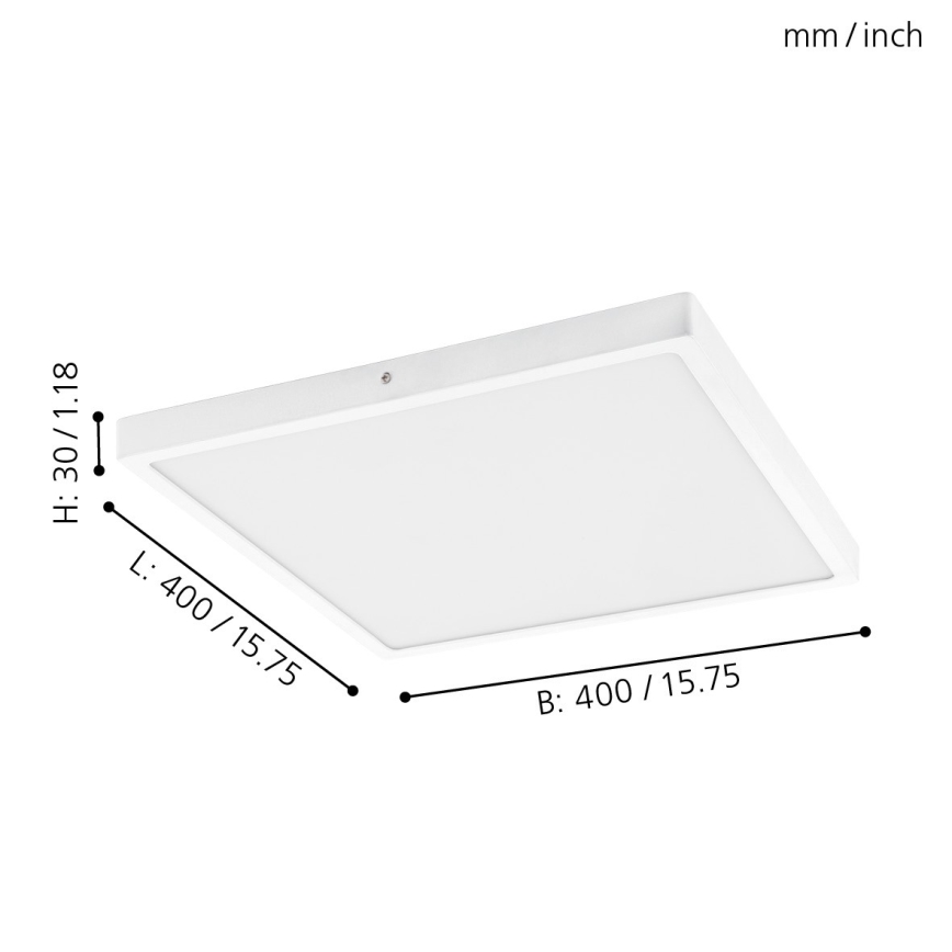 Eglo 97268 - LED-kattovalaisin FUEVA 1 1xLED/25W/230V valkoinen kulmikas 4000K