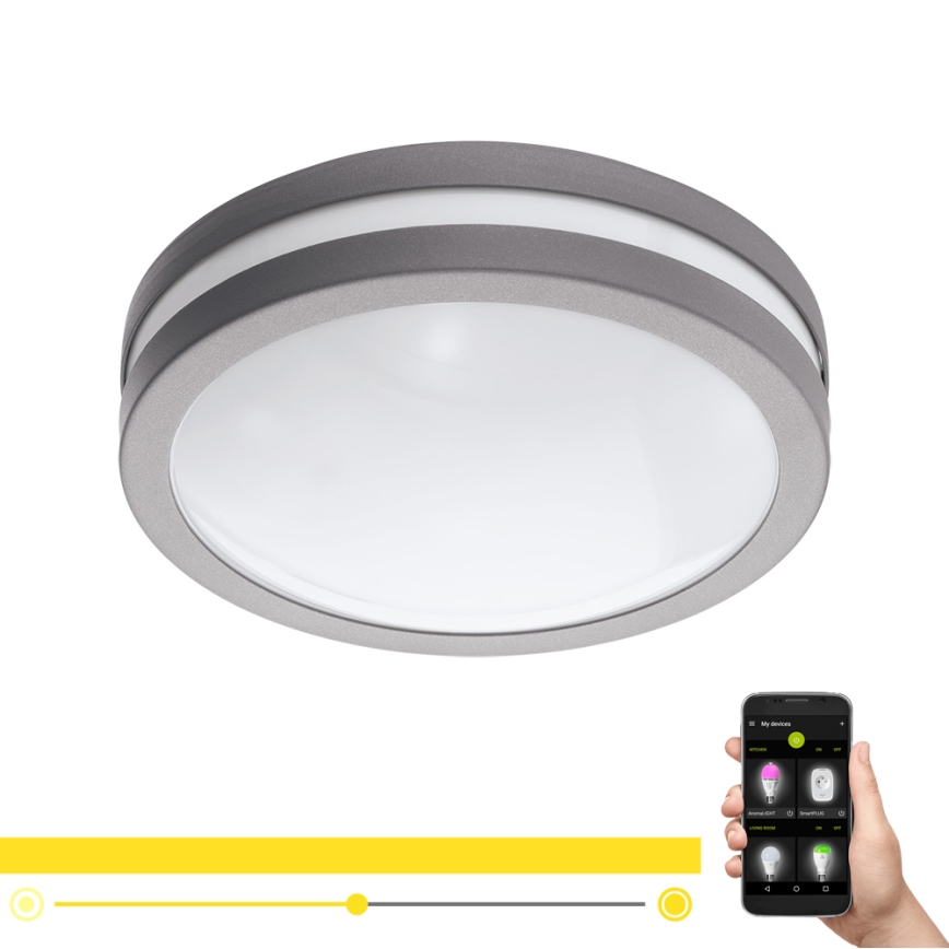 Eglo - Himmennettävä kylpyhuoneen LED-kattovalaisin LOCANA-C LED/14W harmaa IP44