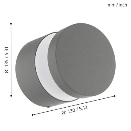 Eglo 97301 - LED-ulkoseinävalaisin MELZO LED/11W/230V harmaa IP44
