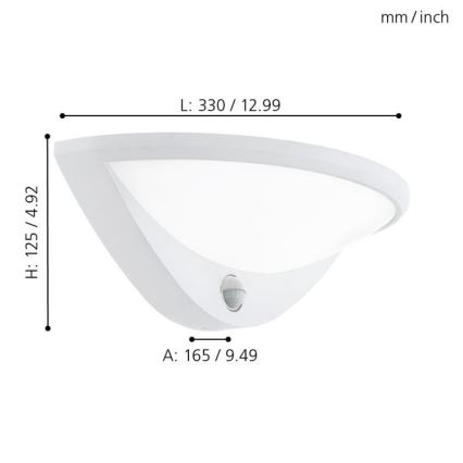 Eglo 97311 - LED-ulkovalaisin anturilla BELCREDA 1xLED/9,3W/230V IP44
