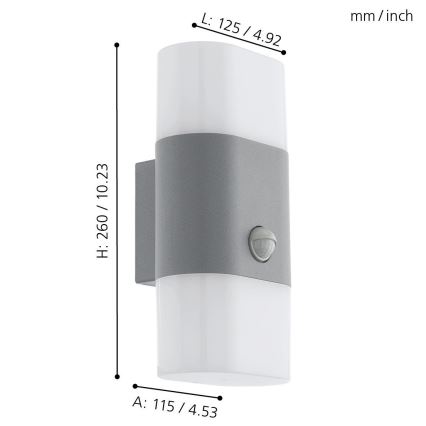 Eglo 97313 - LED-ulkoseinävalaisin anturilla FAVRIA 1 2xLED/5,5W/230V IP44