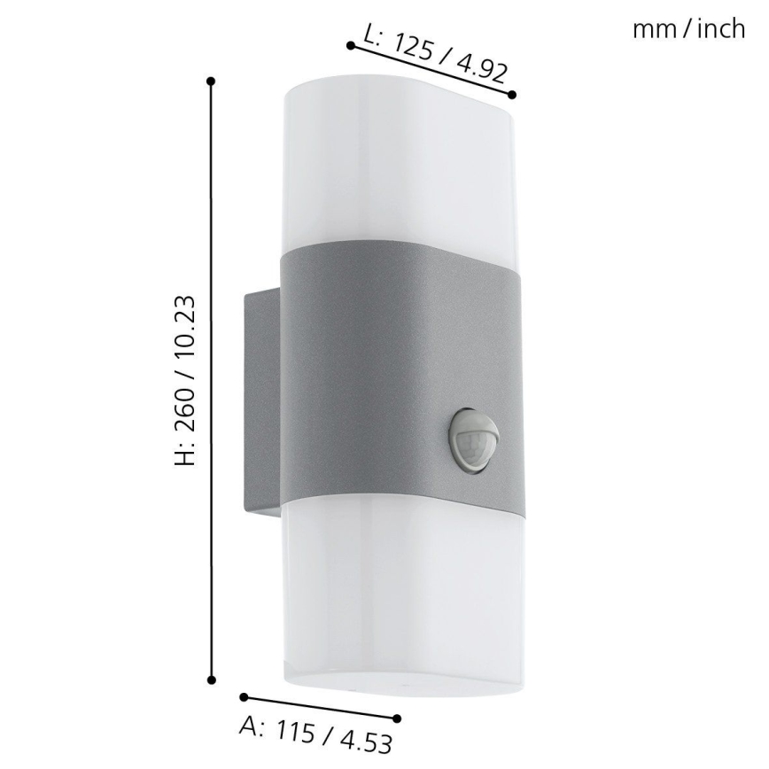 Eglo 97313 - LED-ulkoseinävalaisin anturilla FAVRIA 1 2xLED/5,5W/230V IP44