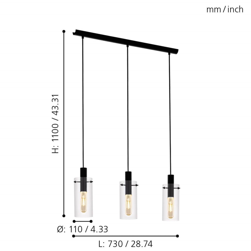 Eglo 97367 - Kattokruunu narulla MONTEFINO 3xE27/60W/230V