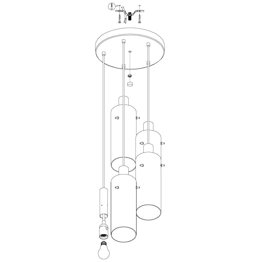 Eglo 97368 -  Kattokruunu narulla MONTEFINO 5xE27/60W/230V