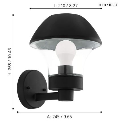 Eglo 97446 - LED Himmennettävä ulkoseinävalaisin VERLUCCA-C 1xE27/9W/230V IP44 Bluetooth