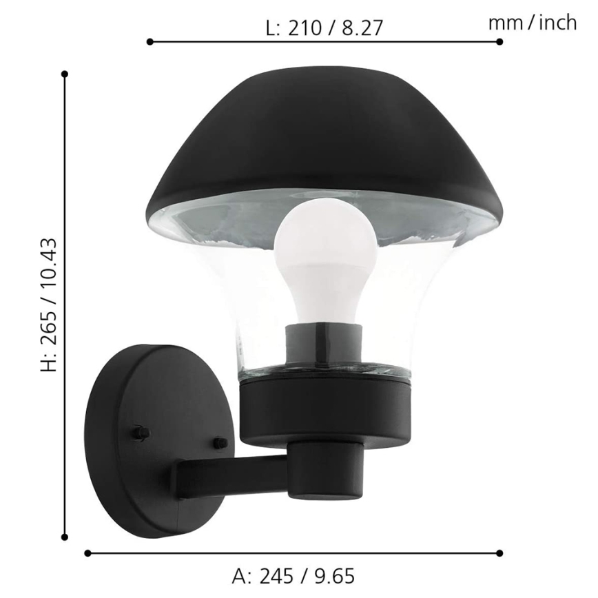 Eglo 97446 - LED Himmennettävä ulkoseinävalaisin VERLUCCA-C 1xE27/9W/230V IP44 Bluetooth