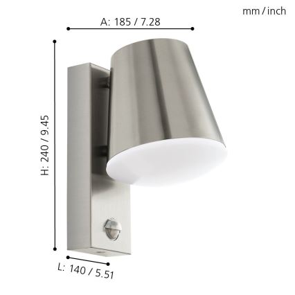 Eglo 97453 - Ulkoseinävalaisin anturilla CALDIERO 1xE27/10W/230V IP44